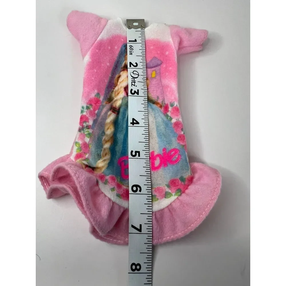 Vintage Barbie‎ Nightgown Pink & White Soft Cozy Slip-Over Head 7.5